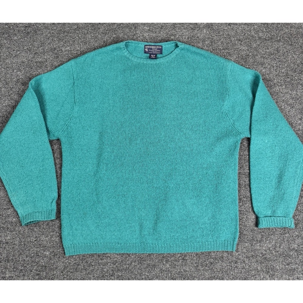Vintage 90s Y2K Abercrombie & Fitch Big Country Men's S 100% Wool Sweater Green